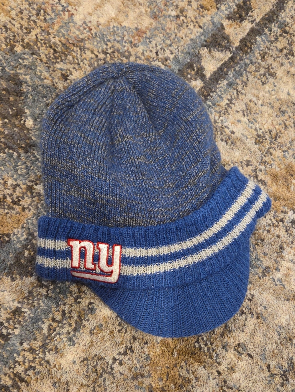 Reebok NY Giants Blue Knit Visor Beanie